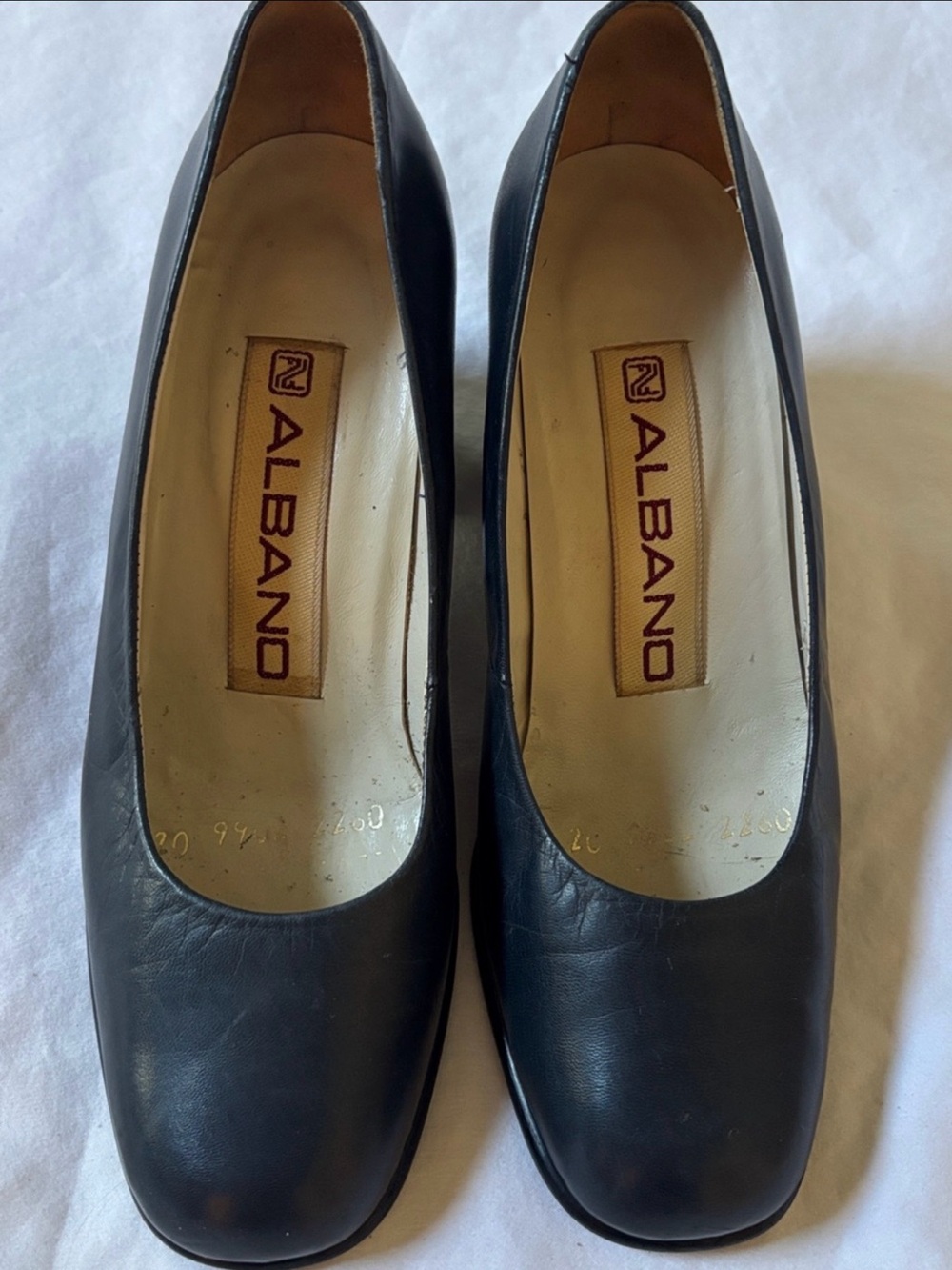 Albano Women’s Black Leather Block Heel Pumps Size Approx 8.5 Made in Mexico